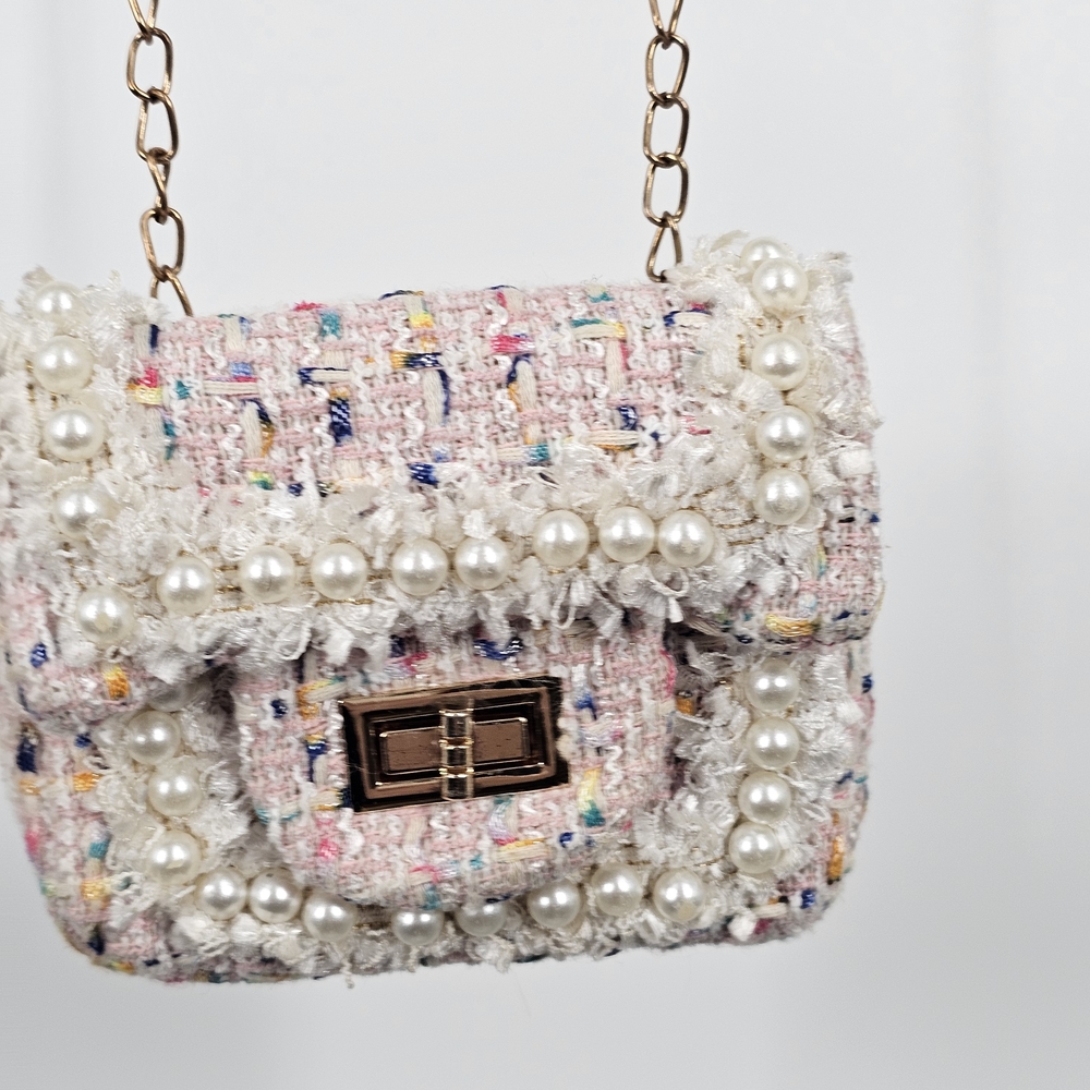 Mini Tweed Purse Pearl-Embellished Bag